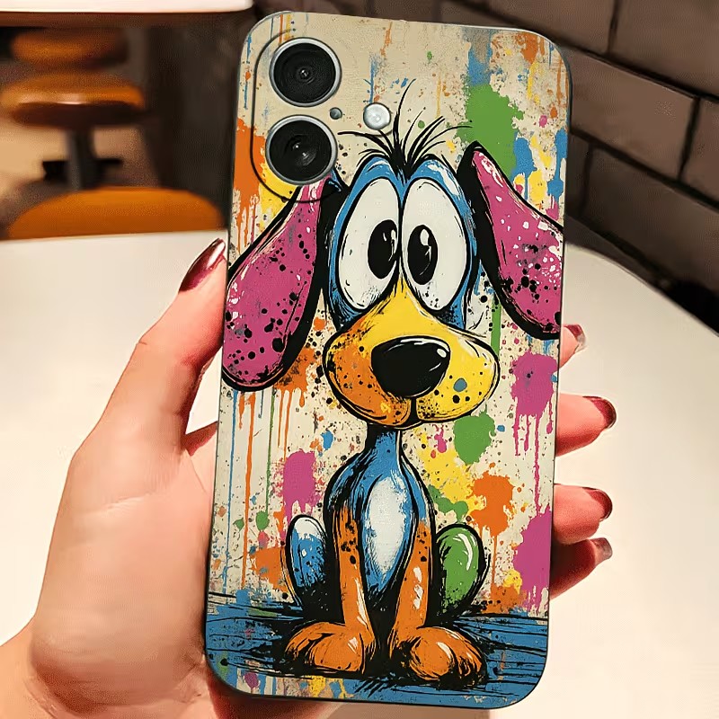 Apple Iphone 15 - Casing HP TPU Motif Anjing Warna-Warni
