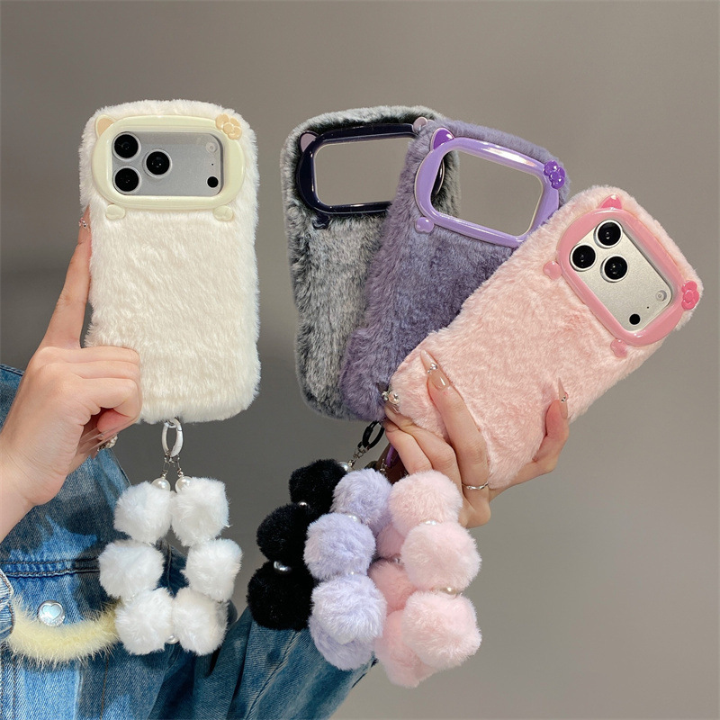 Apple Iphone 15 - Casing Ponsel Mewah Warna Solid Berbulu